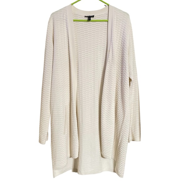 EILEEN FISHER Womens Pink Pocketed Long Sleeve Open Cardigan Top main image 1
